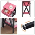 thumbnail image 5 of VECELO Nightstands Set of 2, Industrial End Table with 1-Drawer & Storage Shelf, Small Bedside Table Organizer for Small Space, Side Table for Bedroom Living Room, Pink, 5 of 9