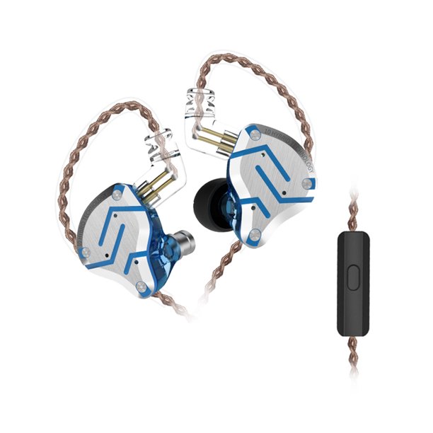 Auricular KZ ZS10 pro Tecnología híbrida a prueba de sudor Auriculares deportivos con cable Auriculares portátiles para caminar Sonido Música Manos libres Trotar Azul claro con micrófono Vogacara EL005374-10B