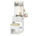 thumbnail image 1 of Gymax Vanity Desk Set w/ Mirror and Lights 3-Color Lighted Mirror Cushioned Stool White, 1 of 10