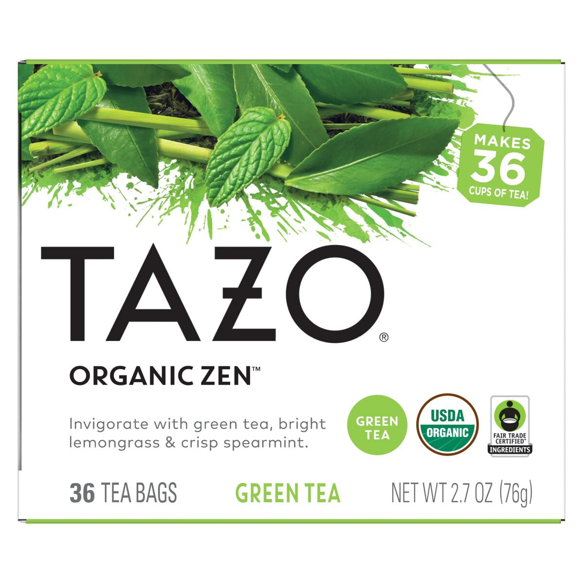 (2 pack) TAZO Tea Bag Regenerative Organic Zen Green Tea 36 Count Box