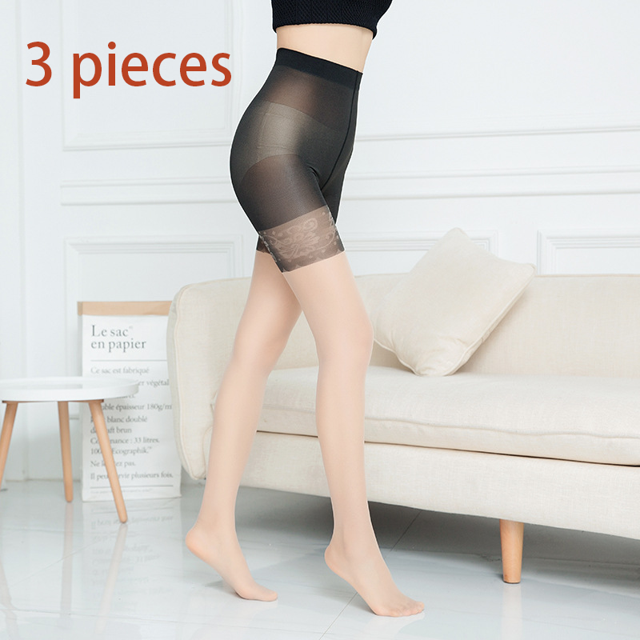 Medias jk de seda negra liwang 3 pares de medias ultrafinas antigancho