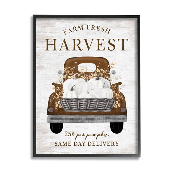 Stupell Industries Farm Pumpkin Harvest Holiday Painting Black Framed Art Print Wall Art, 16 x 20