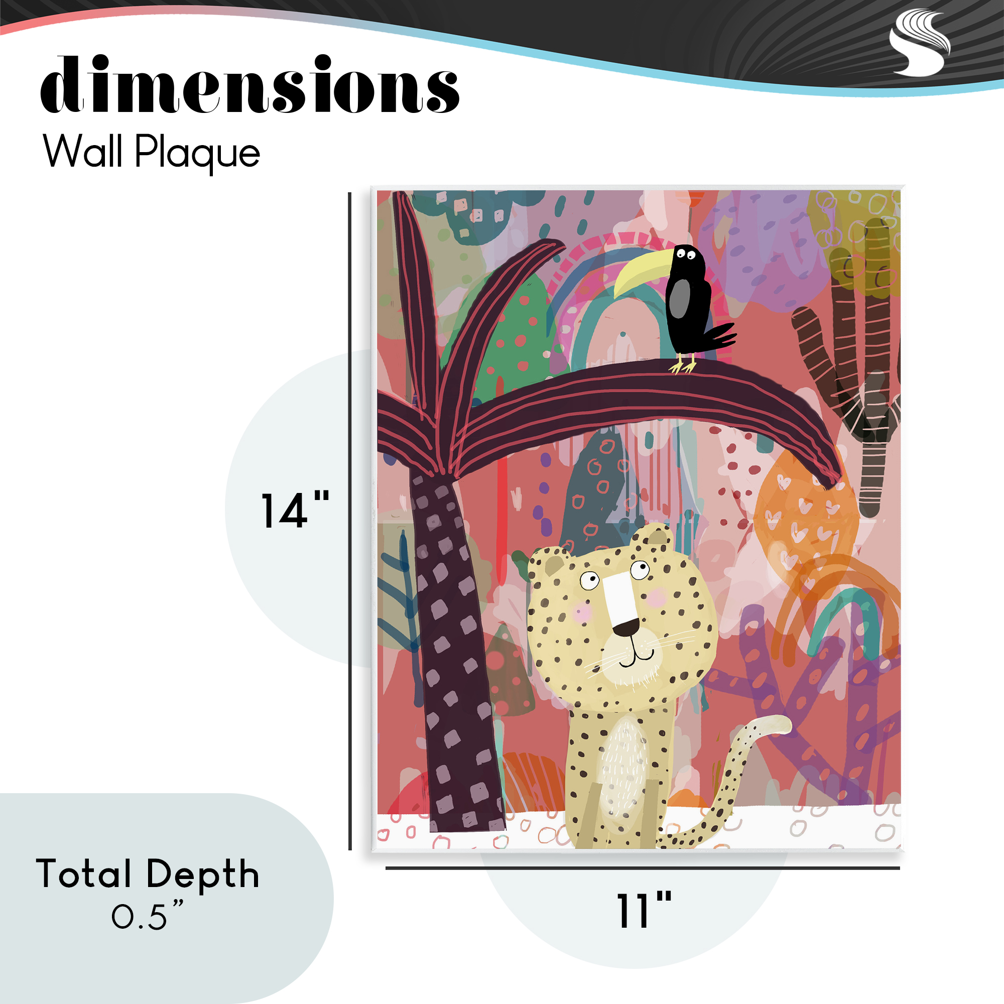 Whimsical Cheetah & Toucan Wall Plaque Art, design by Carla Daly