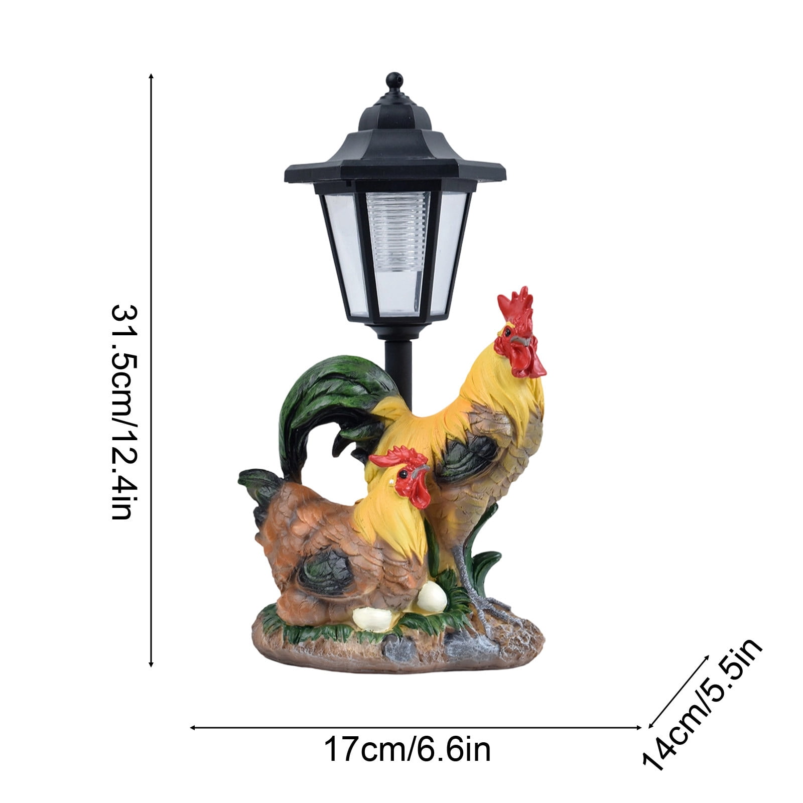Outdoor Waterproof Solar Chicken Lamp, LED Illuminated Resin Statue, Couple Chicken Garden Light, Decor for Yard Pathway Patio Home Decoration