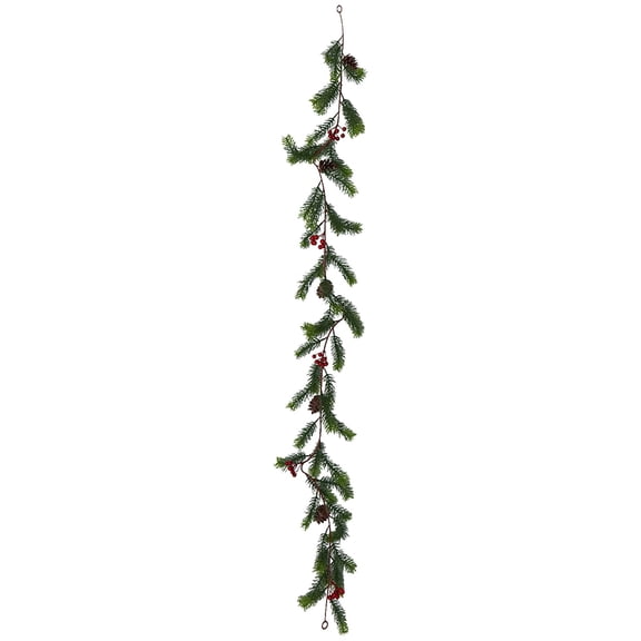 67" Christmas Garland with Red Berries Decorative Pine Cones and Artificial Holly Berries Artificial Garland for Indoor and Outdoor Greenery Wreath for Holiday Home Table Decor