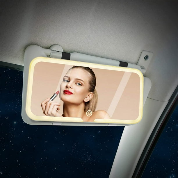 Espejo de tocador para coche, con visera solar, recargable con 3 modos, regulable, con clip y pantalla táctil, universal para luces decorativas.