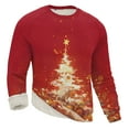 thumbnail image 3 of Men's Christmas Tree Print Hooded Sports Tracksuit Unisex Running Outfits Long Sleeve Pullover Hoodies Sweatshirt with Pockets, Festive Design, Soft and Warm for Holiday Seasons,Red,2XL, 3 of 4