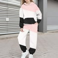 thumbnail image 2 of Girls Boys 2 Piece Sweatsuits Sets Hoodie Sweatshirt and Jogger Sweatpants Tracksuit Unisex Kids Sweat Set (14-15 Years, Pink|Colorblock), 2 of 6