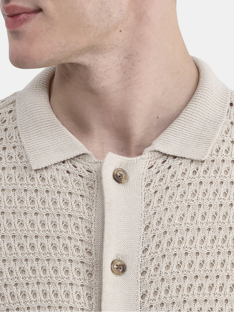 No Boundaries Men's & Big Men's Sweater Knit Polo Mesh
