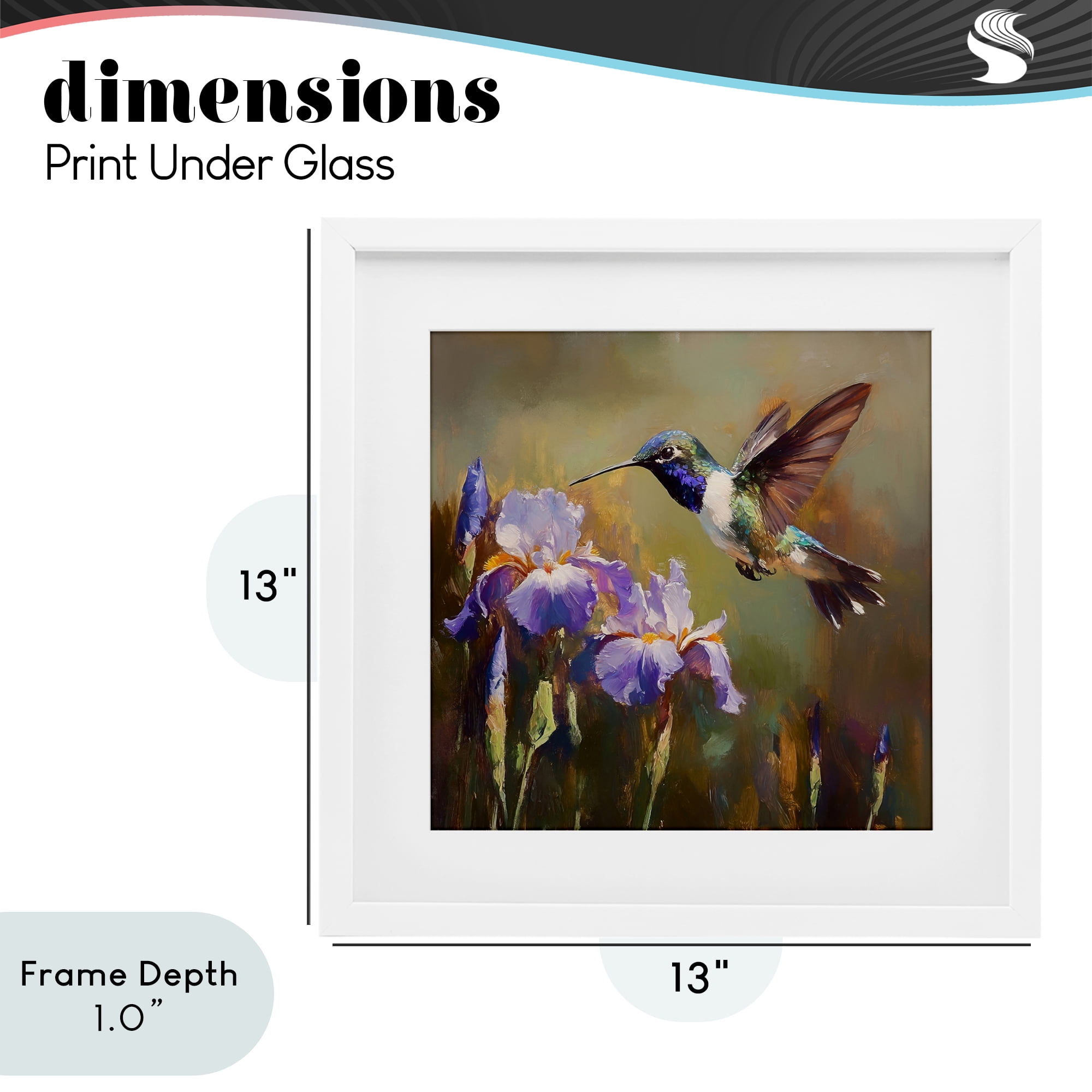 Stupell Industries Hummingbird & Purple Irises White Framed Print Under Glass, design by Tina LeCour