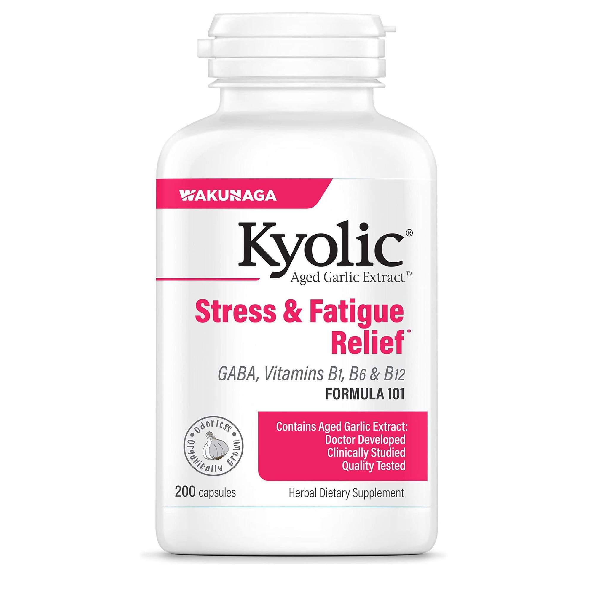 Kyolic Aged Garlic Extract Formula 101, Stress and Fatigue Relief, 200 capsules.