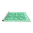thumbnail image 2 of Ahgly Company Machine Washable Indoor Rectangle Oriental Turquoise Blue Traditional Area Rugs, 2' x 4', 2 of 4