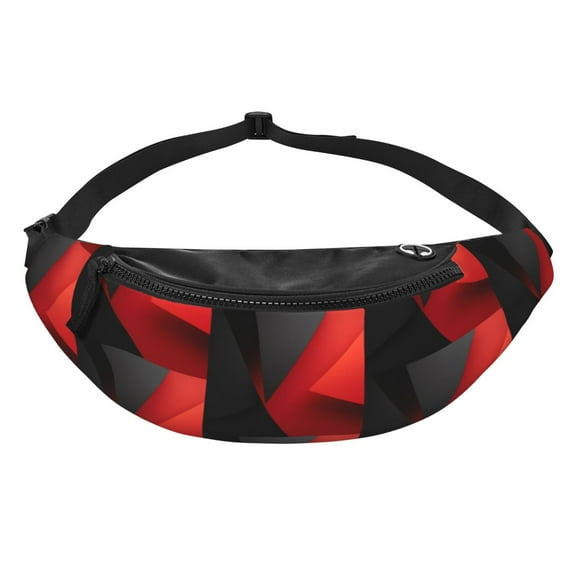 Women Men Red Black Abstract Fanny Pack Sling Crossbody Bag for Outdoor Travel Sports Hiking