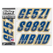 STIFFIE Techtron Navy/Gold 3" Alpha-Numeric Identification Custom Kit Registration Numbers & Letters Marine Stickers Decals for Boats & Personal Watercraft PWC