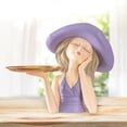 thumbnail image 3 of Bandeja de almacenamiento con estatua de niña moderna, colección de artesanías de figuras de resina, arte decorativo Violeta, 3 of 7
