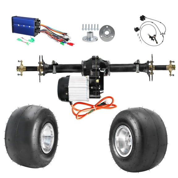 30" Go Kart Rear Differential Axle Kit with 72V 1500W Brushless Electric Motor Controller & 11x7.10-5 Rain Tires Wheels   Brake for DIY Racing Go Cart Drift Trike ATV Tricycle Golf Cart