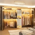 thumbnail image 6 of iSunirm 120" Large Closet System with Drawers and Doors, 10FT Heavy Duty Closet Organizer System with Hanging Rods and Shelf Towers, Walk-in Closet for Bedroom, 1300+ LBS Weight Capacity, White Oak, 6 of 7