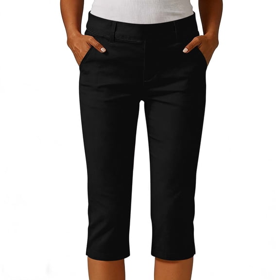 Mifsaly Capris Pants for Women with Pockets, Stretch Slim Fit Cropped Pants for Work Casual, Summer High Waisted Dressy Capris Trousers S
