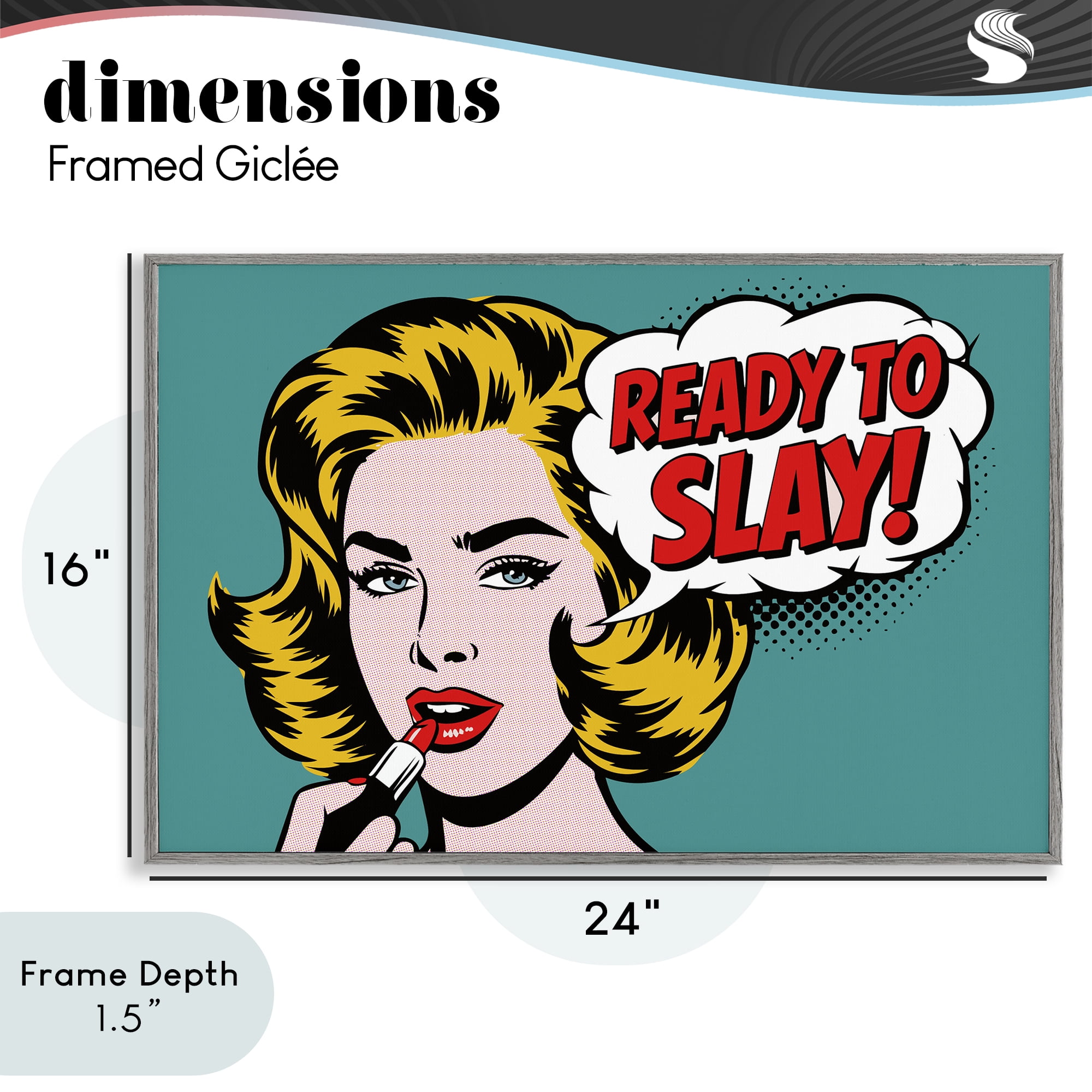 Stupell Industries Ready To Slay Pop Lipstick Gray Framed Giclee Art, design by Andreas Magnusson