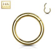 18G 14K Stamped Real Solid Yellow Gold Hinged Clicker Septum Nose Hoop Earrings