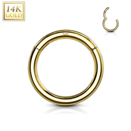 18G 14K Stamped Real Solid Yellow Gold Hinged Clicker Septum Nose Hoop Earrings