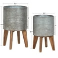 thumbnail image 2 of Kate and Laurel Gavri Farmhouse Galvanized Metal and Wood Tabletop Planter Set, 2 Piece, Decorative Metal Planter Centerpiece for Table, 2 of 8