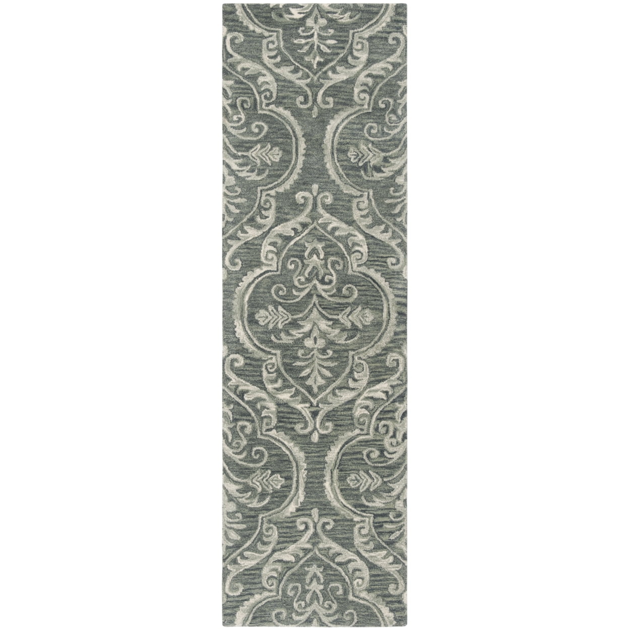 SAFAVIEH Blossom Eilish Damask Floral Wool Area Rug, Blue/Sage, 6' x 6' Round