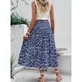 thumbnail image 4 of Women'S Print Long Skirts High Waist Split A Line Full Length Maxi Skirt Navy Blue M, 4 of 5