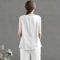thumbnail image 4 of KDDYLITQ Cotton Linen Tank Tops for Women 2026 Summer Vacation Lounge Tees Loose Fit Sleeveless Crewneck Neck Shirts Lightweight Tshirts White M, 4 of 5