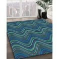 thumbnail image 3 of Ahgly Tapis Rond Lavable en Machine Intérieur Transitionnel Vert Mer Clair, 3 Pieds Rond, 3 of 7