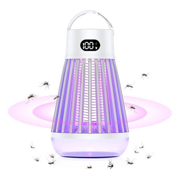 Exterminador de insectos para interior y exterior, matamosquitos eléctrico, luz LED UV recargable para exterminar insectos