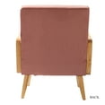 thumbnail image 6 of Modern Accent Chair with Rattan Arm, Fabric Upholstered Wood Reading Armchair for Living room Bedroom,Pink, 6 of 8