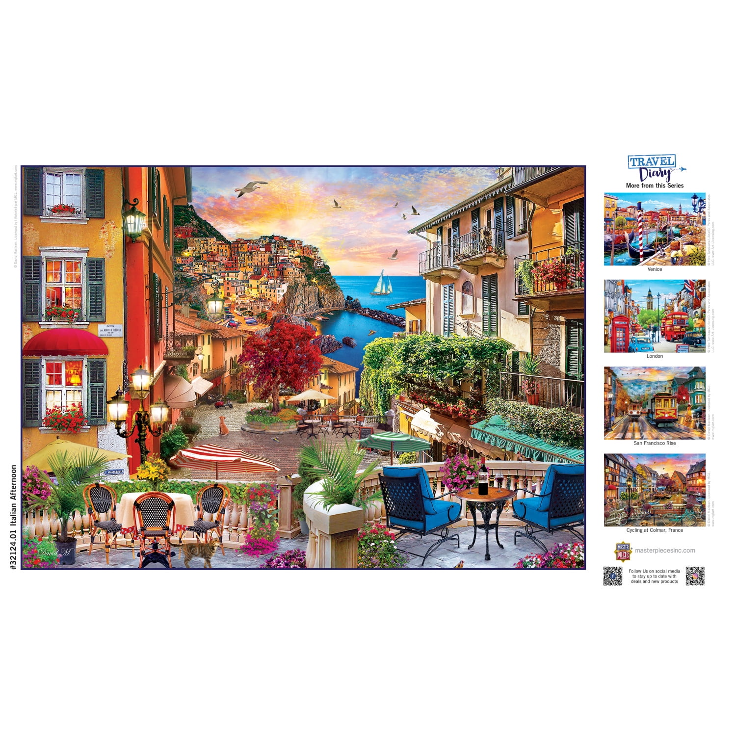 MasterPieces Italian Afternoon 500 Piece Jigsaw Puzzle Eco-Friendly Travel Diary Puzzles