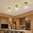 thumbnail image 4 of Deyidn 7.99-inch Gold Modern Semi-Flush Ceiling Light with Clear Glass Shade for Living Room - Creates a Warm Glow and Elevates Your Decor, 4 of 11