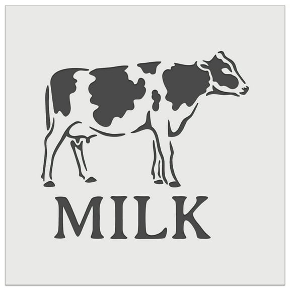 Milk Text with Spotted Cow Farm Dairy DIY Cookie Wall Craft Stencil - 5.5 Inch