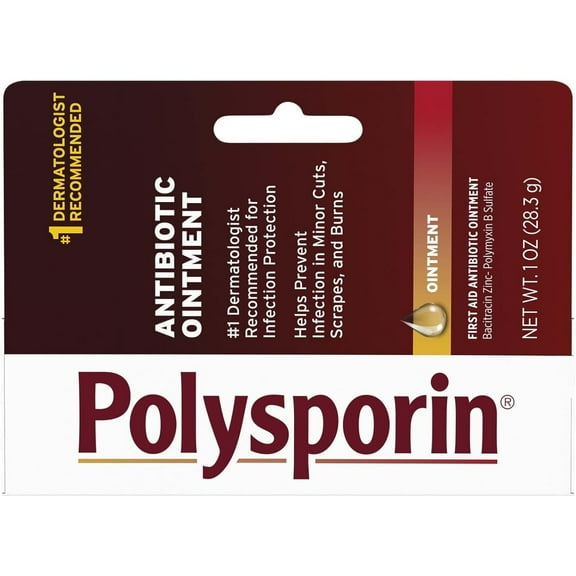 Polysporin First Aid Antibiotic Ointment Without Neomycin, Travel Size, 1 Oz Tube - Pack of 5