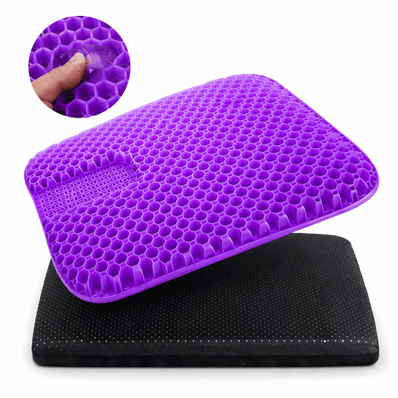 Wuxiuli Large Gel Seat Cushion with Non-Slip Cover, Soft, Breathable, for Long Sitting, Car, Office, Desk, Wheelchair, 1 Pack, 17 x 15 Inch