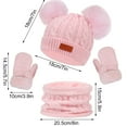 thumbnail image 3 of Lilgiuy Kids Winter Pom Pom Hats Gloves Scarf Set for Girls Boys Toddler Warm Knit Thick 3Pcs Sets for 1-11 Years Old, 3 of 4
