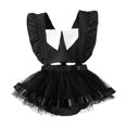 thumbnail image 2 of XAOFW Baby Girls Halloween Party Rompers Dress Flutter Sleeve Lapel Collar Ruffle Backless Bodysuit Breathable Onesie 18-24 Months, 2 of 8