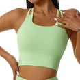 thumbnail image 1 of Sujetador deportivo con espalda cruzada para mujer, Color puro, doble correa, cuello cuadrado, sujetador de Yoga, camisetas sin mangas para entrenamiento, 1 of 5