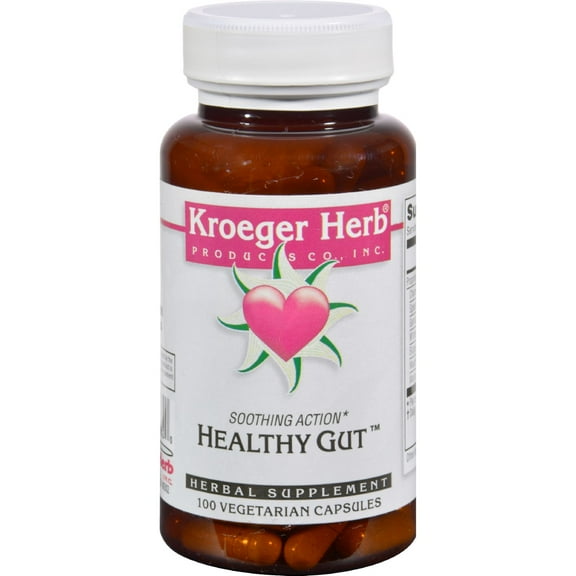 Kroeger Herbs Healthy Gut Vegetarian Capsules, 100 Ea