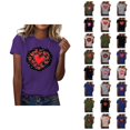 thumbnail image 1 of T-shirts de la Saint-Valentin pour Femmes 2026 à Manches Courtes Col Rond avec Cœur Graphique, 1 of 4