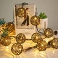 thumbnail image 3 of Rattan Ball String Lights, Boho Lantern String Lights with 10 Led Bulbs Connectable, Indoor Outdoor String Light for Bedroom Wedding Garden Party Backyard Decor, 9.84FT, 3 of 14