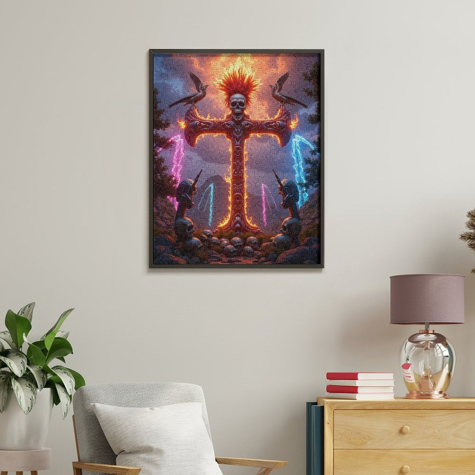 Paint By Numbers Kit for Adults Beginner - DIY Skull Cross Fantasy Landscape Art Canvas Painting Kits for Adults, Frameless Paint By Number for Adults for Home Wall Decor 16x20 Inch
