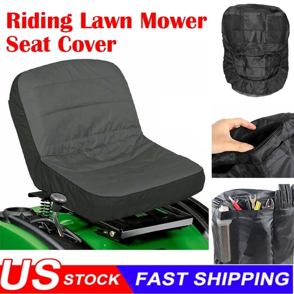 Ryhampaper Universal 600D Riding Lawn Mower Tractor Seat Cover Padded Comfort Pad Storage Gray