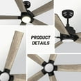 thumbnail image 4 of CARRO  Livingston 60-inch Indoor Ceiling Fan with LED Light and Remote-Downrod Black/Wooden, 4 of 5