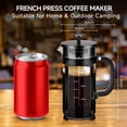 thumbnail image 4 of YMMIND Cafetera de prensa francesa Prensa de café de acero inoxidable 304 de 12 oz, con sistema de 4 filtros, vidrio de prensa francesa de borosilicato de espesor resistente al calor, émbolo de café d, 4 of 5