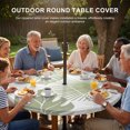 thumbnail image 3 of Round Outdoor Tablecloth with Umbrella Hole and Zipper, Sage Green Palm Leaves Tablecloth with Elastic Waterproof, Tropical Botanical Summer Patio Table Covers for 36" - 44" Picnic Pool Tables, 3 of 9