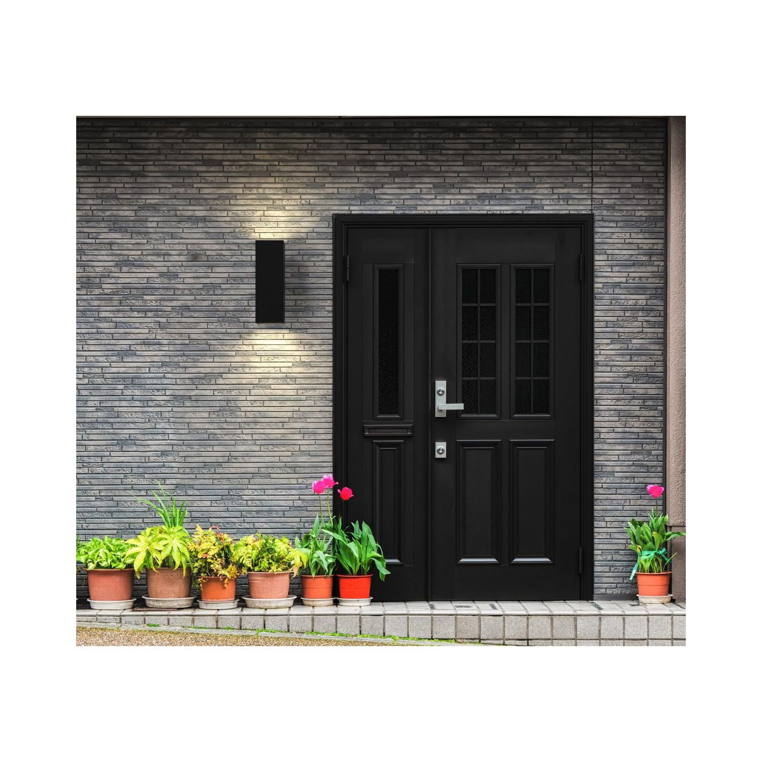 6" Square Two-Light Black Up/Down Modern Outdoor Wall Light