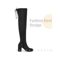 thumbnail image 3 of BLISSFUL STEP Women's Boots Round Toe Chunky Heel Over the Knee High Faux Suede Boots  Black 7, 3 of 6